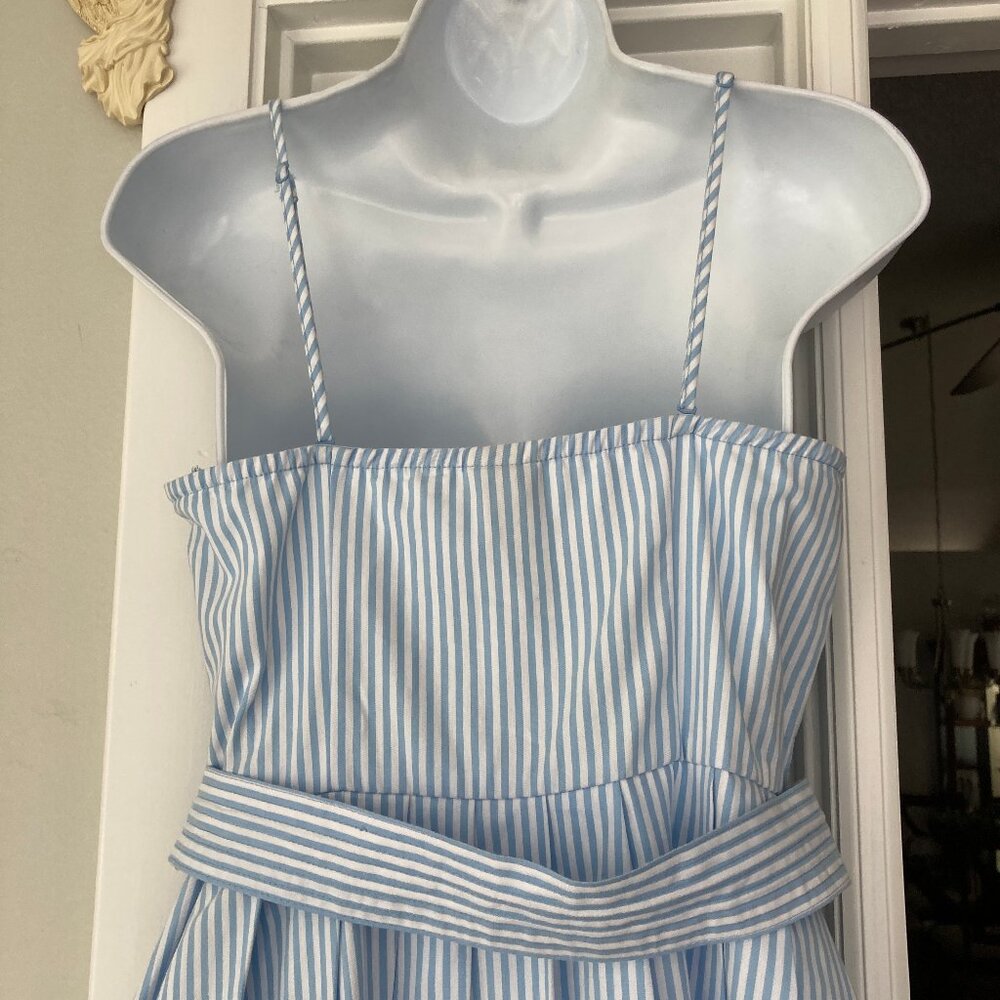 a new day Blue White Striped Sleeveless Belted Midi Dress  6 - Picture 11 of 15